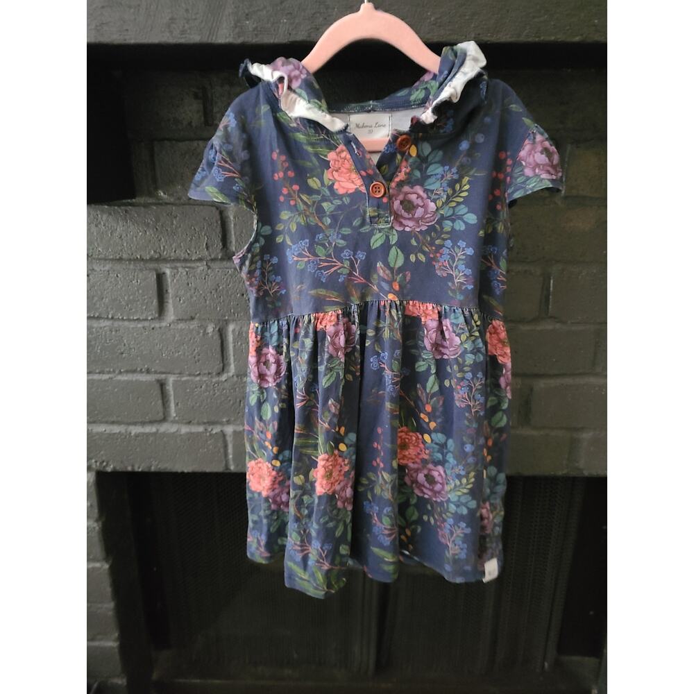 Makena Lane Boutique hooded Blue Floral Tunic dress girls top size 10